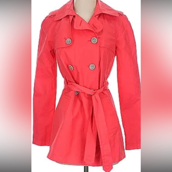 Express Belted Coral Trench Coat, XS - Picture 5 of 5